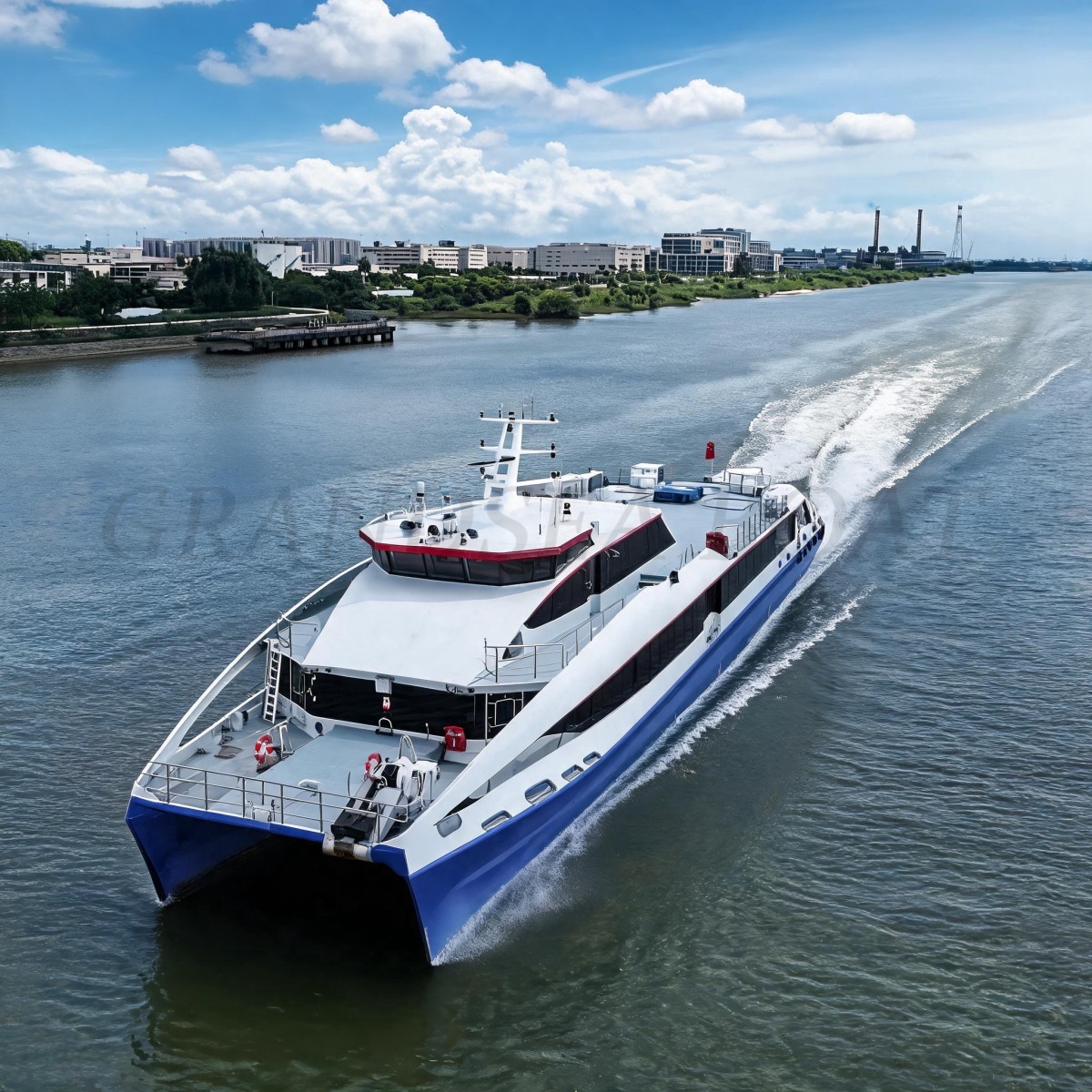 Grandsea 37米碳纤维船体260座高速双体喷水推进喷射渡轮岛屿旅游客船出售