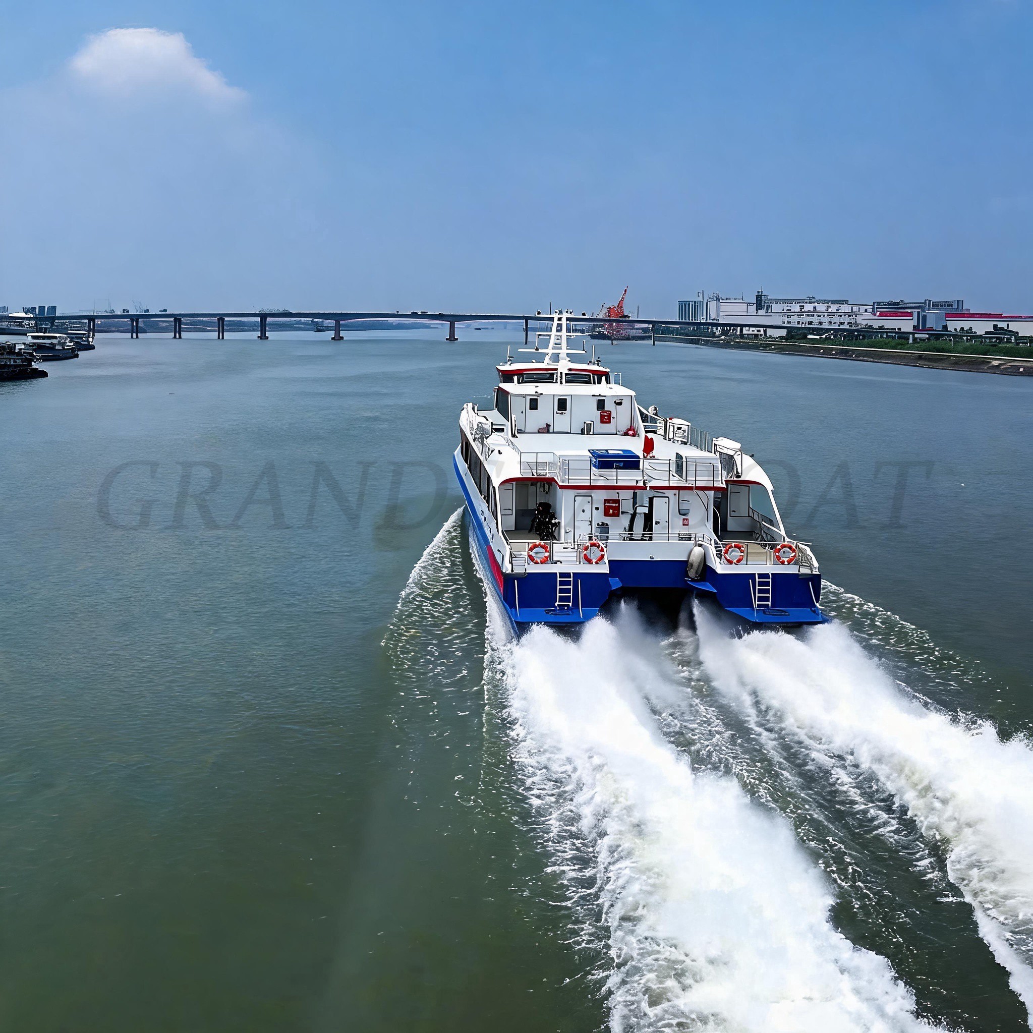 Grandsea 37米碳纤维船体260座高速双体喷水推进喷射渡轮岛屿旅游客船出售