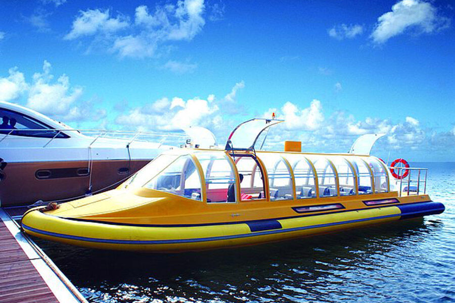 China 32ft 28 Seater FRP Yellow Color Water Taxi Boat For Sale