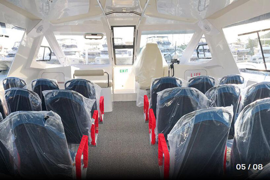 China 38ft Catamaran 30 Passenger FRP Catamaran Ferry Boat for Sale