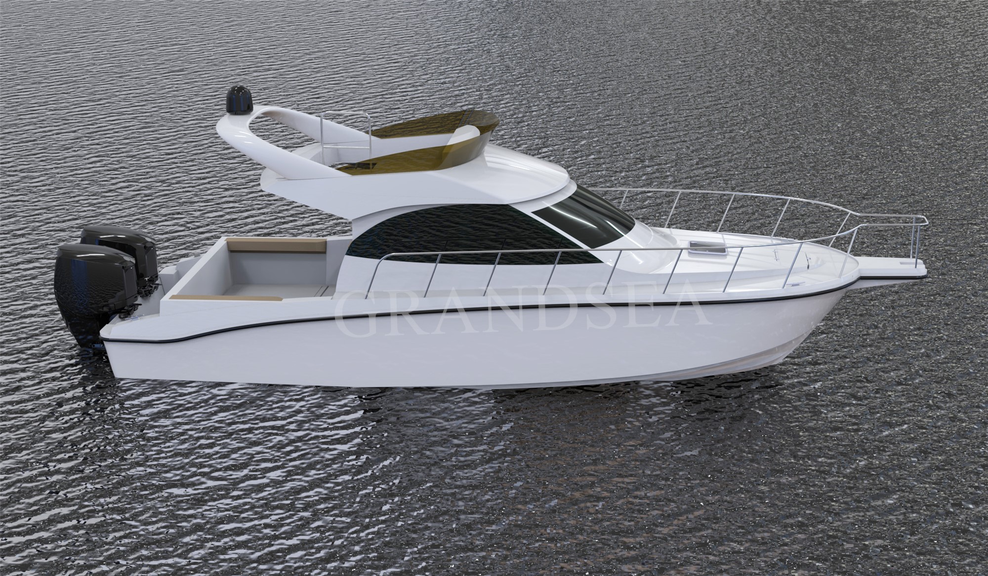 Grandsea 长 12m 玻璃钢家庭用客舱巡洋舰游乐运动钓鱼船出售