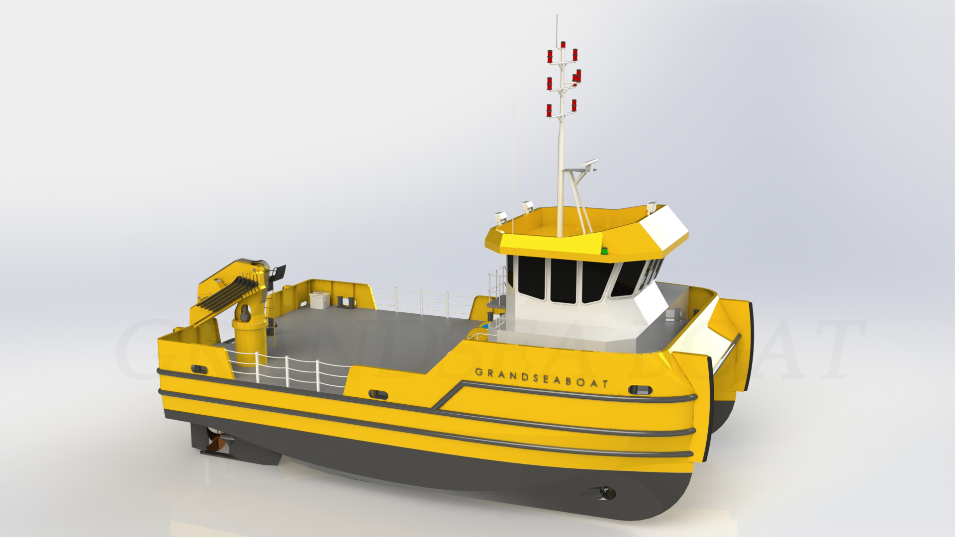 Grandsea 双体船 18m 拖推起重驳船出售