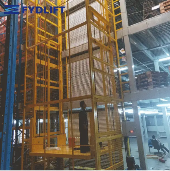 导轨式电动液压升降平台 导轨链条式液压升降平台货梯提升机