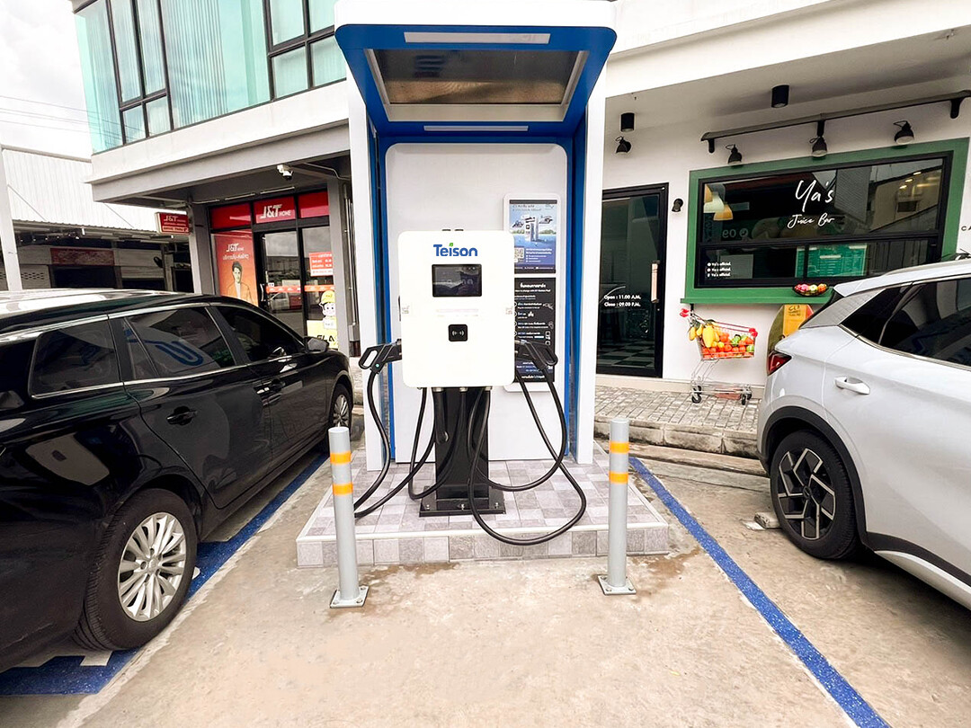 Teison 40kw dual plug ev charger PTT OR Station в Таиланде, 2025 год