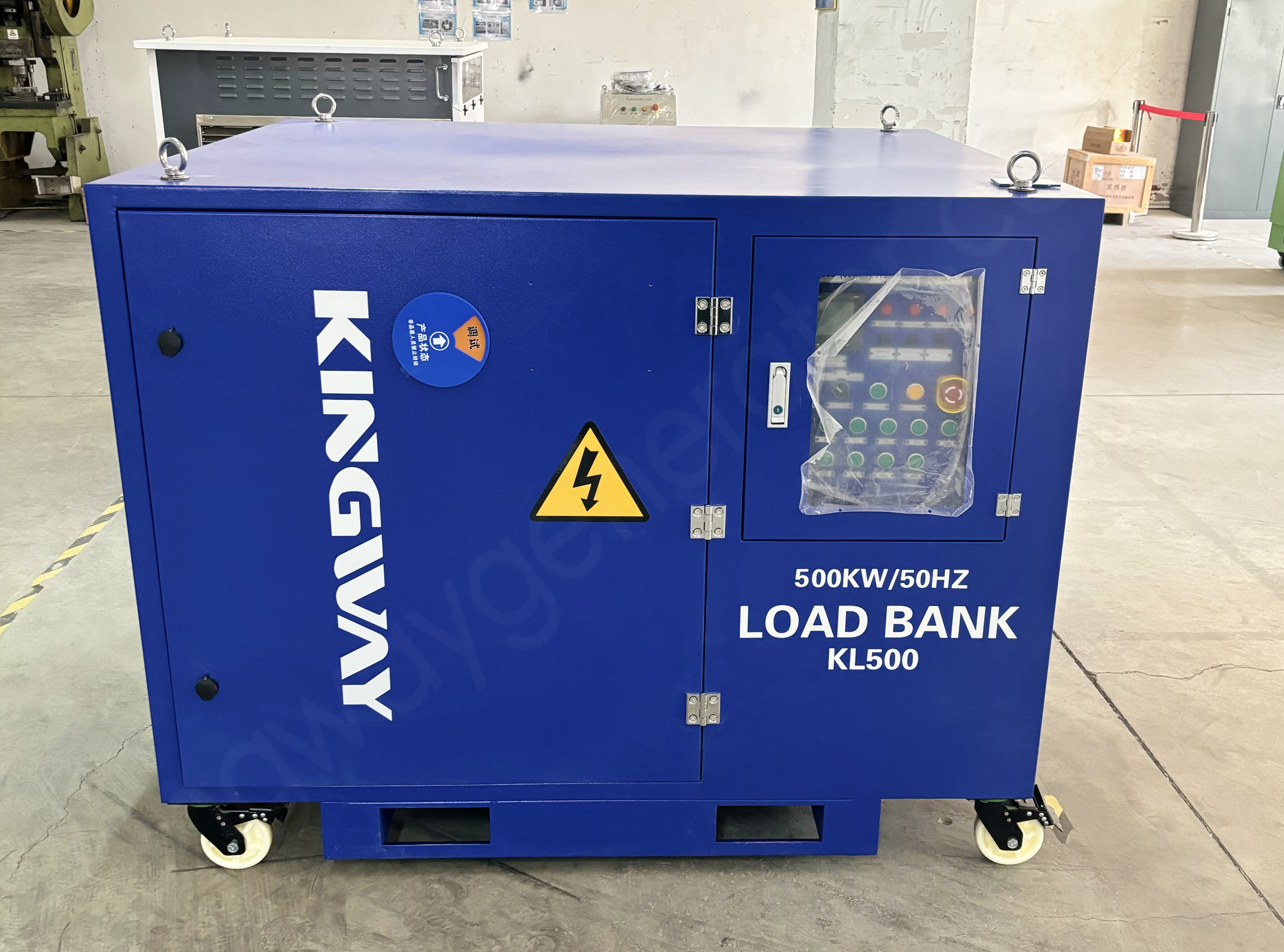 Успешная поставка 1 единицы 500KW, 400V, 50HZ, RAL5002, Indoor Resistive Load Bank клиенту из Мьянмы.