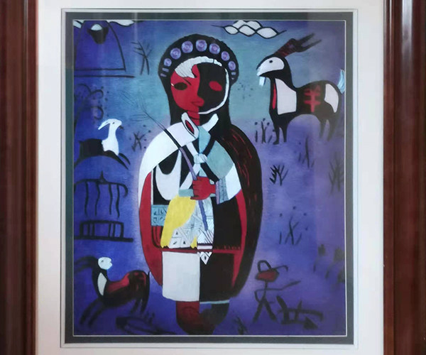 油印木刻版画《胖金妹》