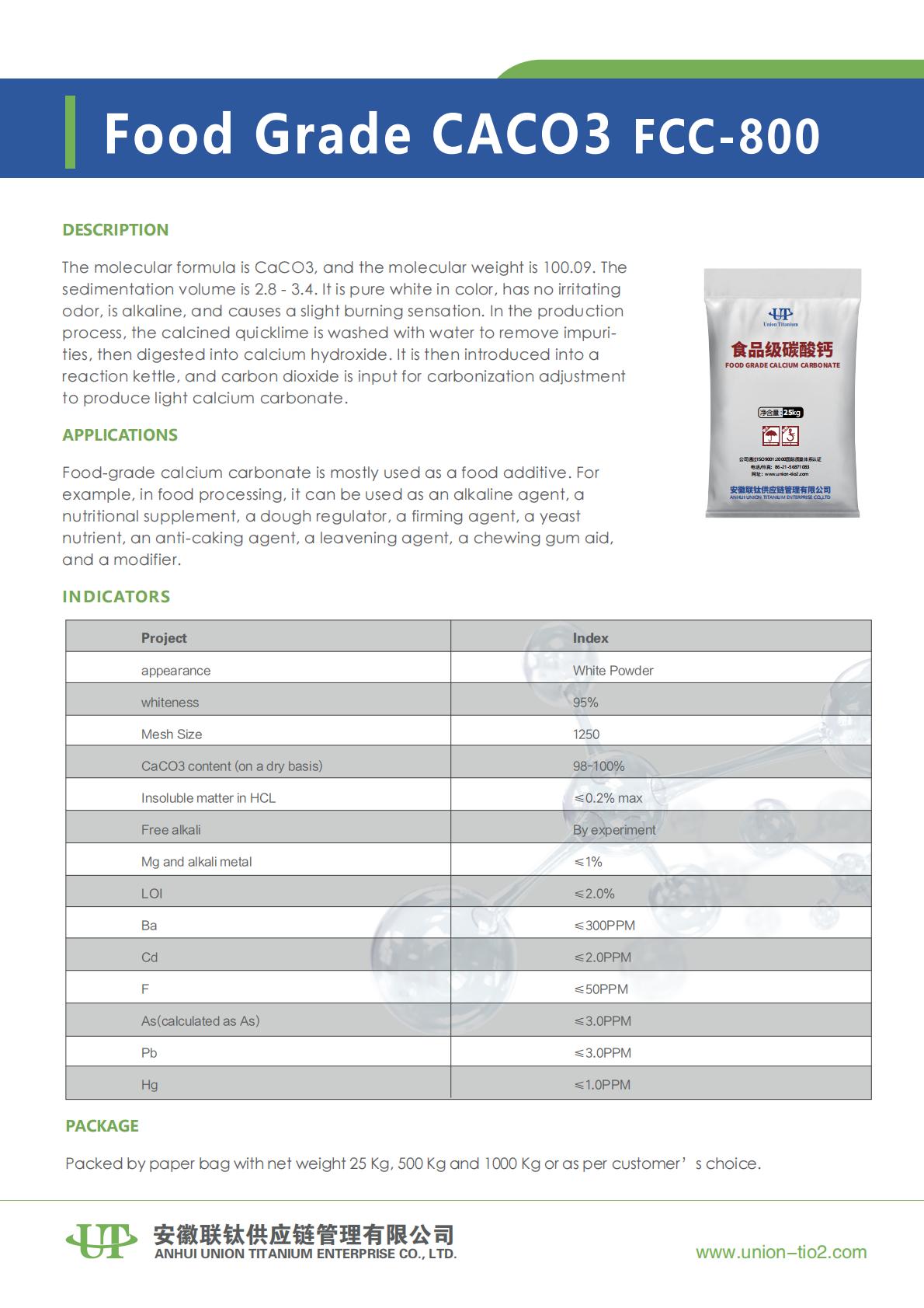 食品级碳酸钙 FCC-800_英_00 食品级碳酸钙 FCC-800_英_00
