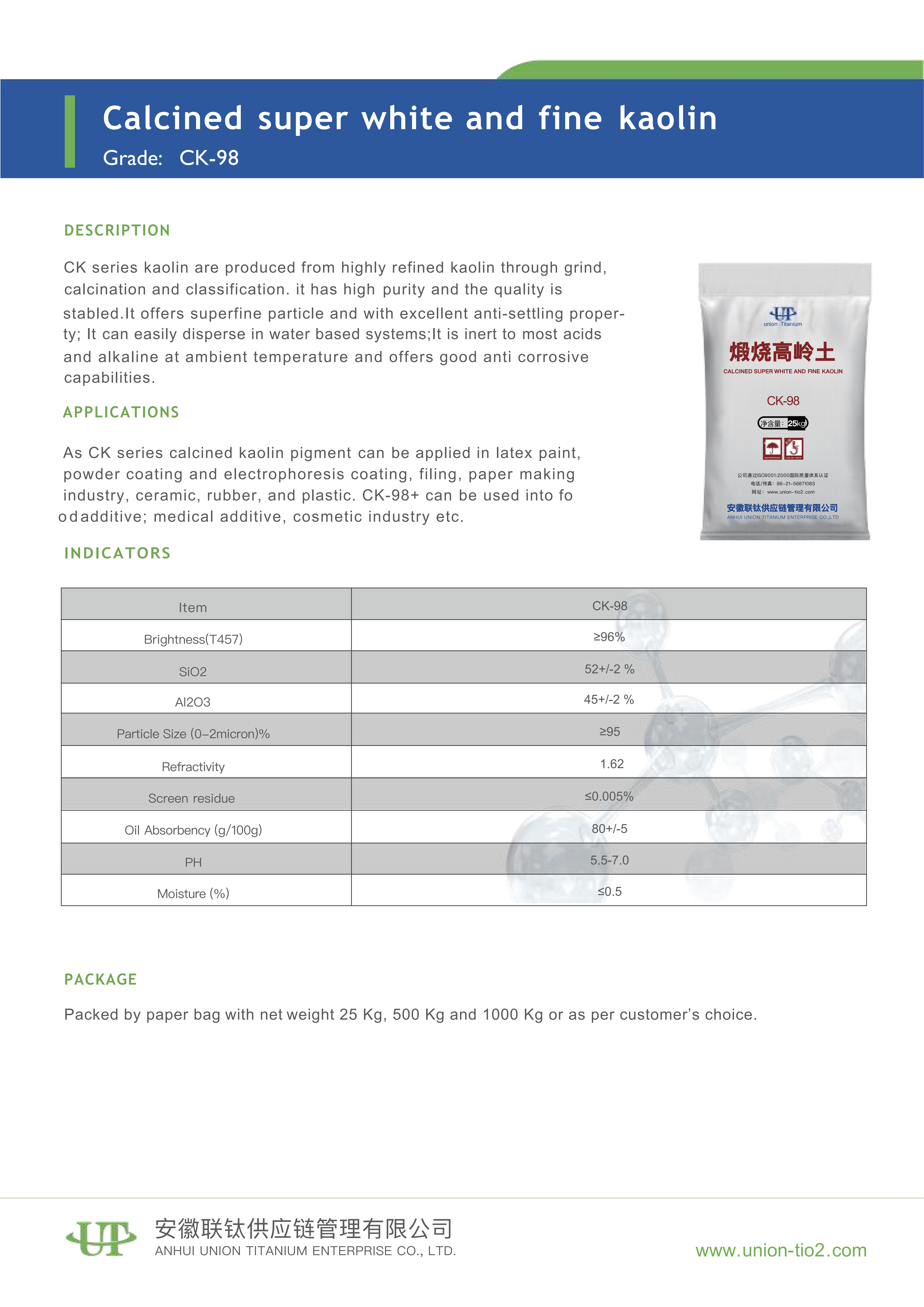 Calcined kaolin CK98