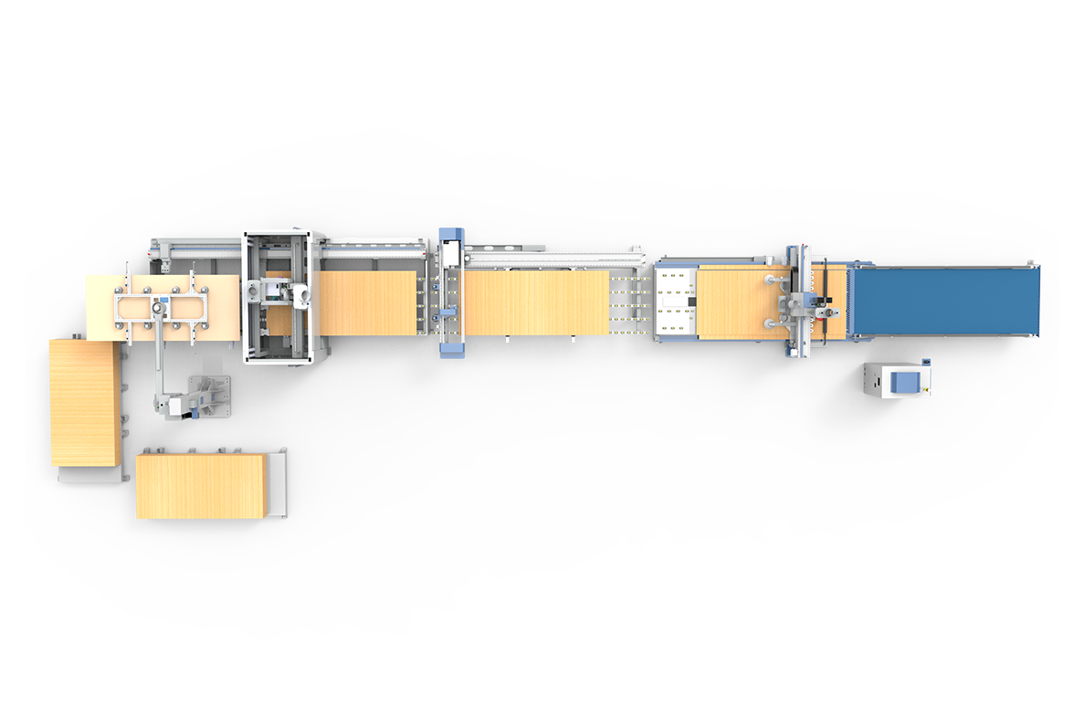 Интеллектуальный комплексный обрабатывающий центр двустороннего сверления и резки KQAU-RC2