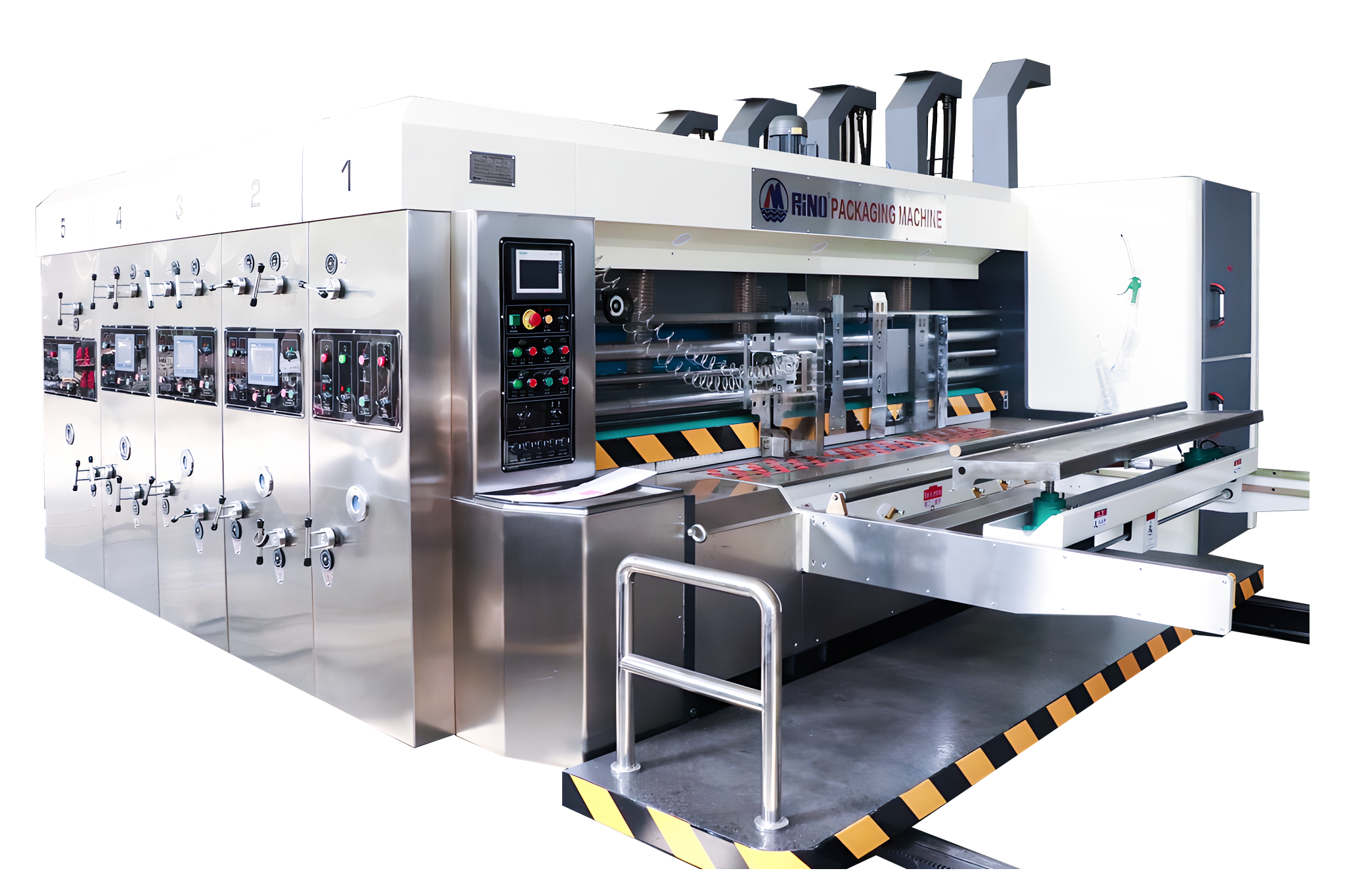 Imprenta de impresión flexible totalmente automática, equipada con máquinas de ranura, máquinas de troquelado y máquinas de estampado en caliente