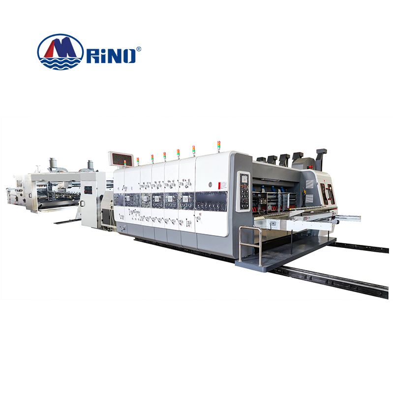 Máquina de impresión flexográfica automática de cuatro colores con línea de unión de troqueladora y plegadora encoladora