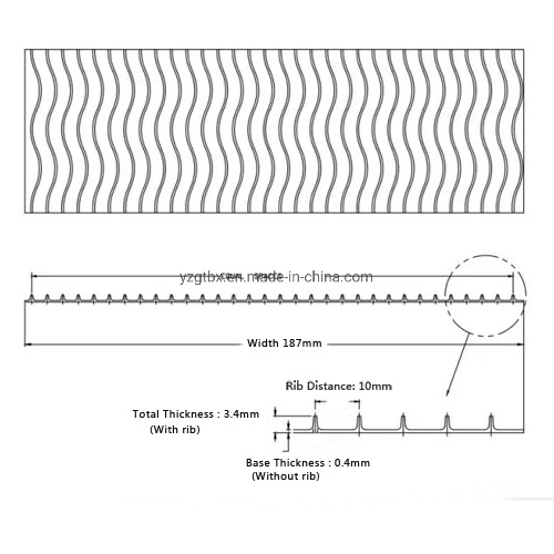 PE Slitted Roll with Undulating Rib on One Side and Mini Rib on The Other Side