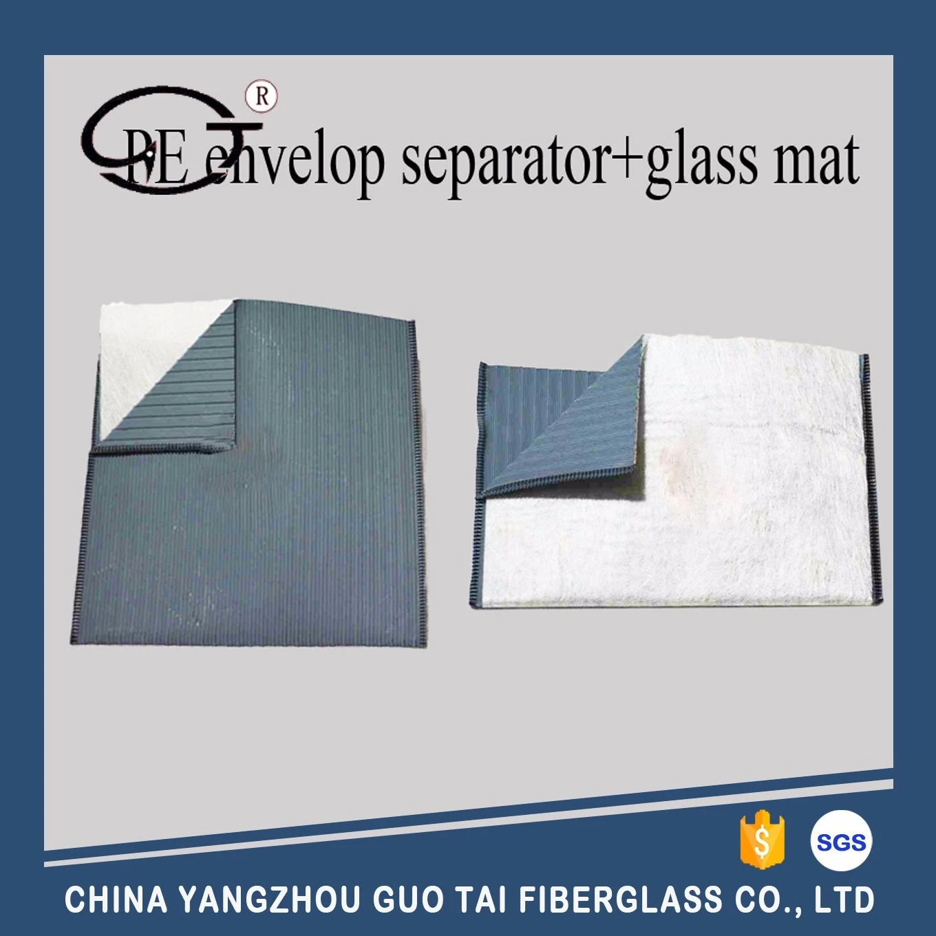 PE Envelop Battery Separator with Glass Mat Inner or Outer