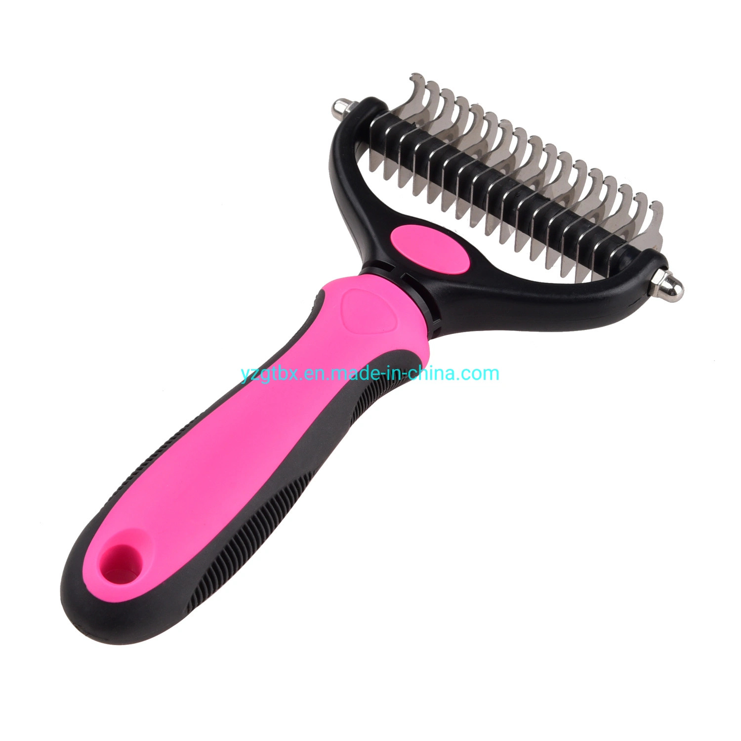 double-sided knotted deshedding pet comb stainless steel dematting comb for dog