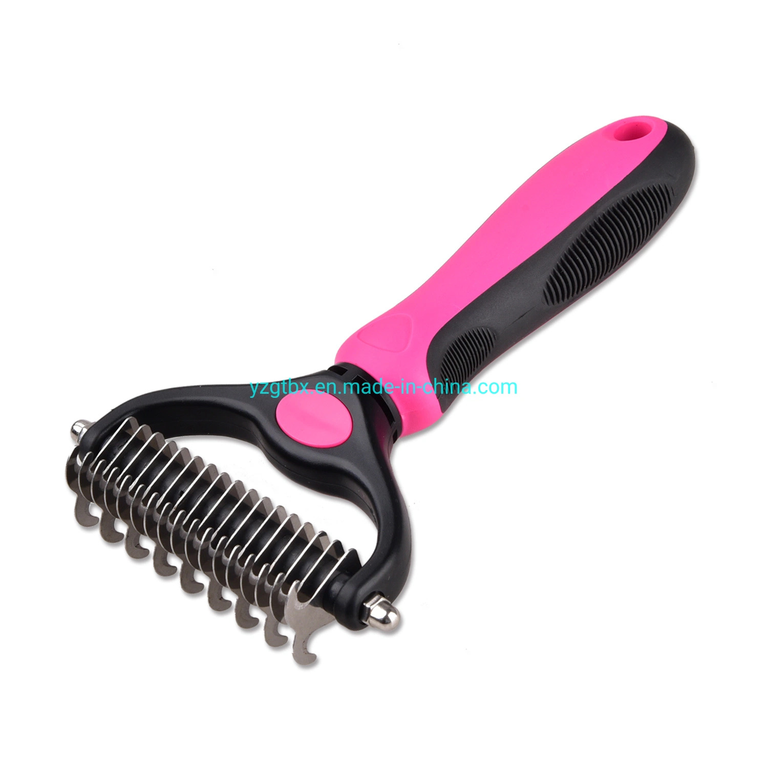 double-sided knotted deshedding pet comb stainless steel dematting comb for dog