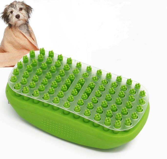 rubber dog grooming shampoo brush pet bath comb brush