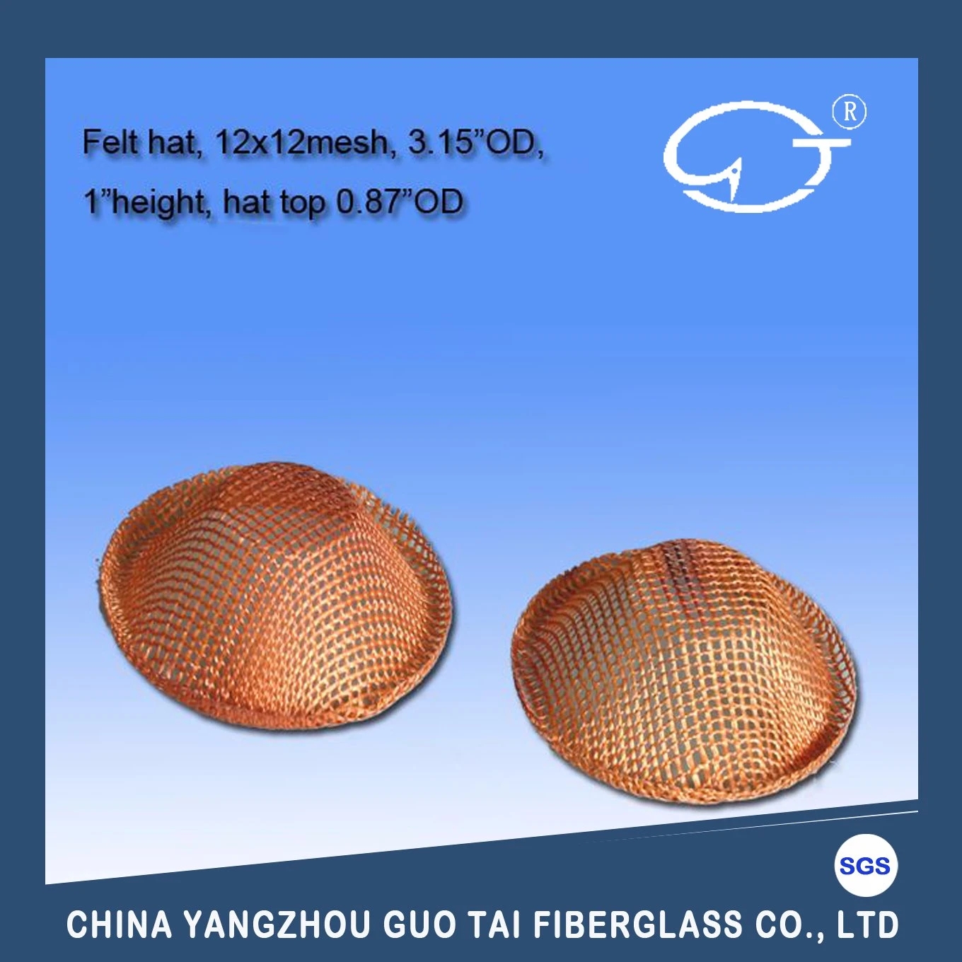 Hat Shape Molten Aluminum Water Fiberglass Filter Mesh