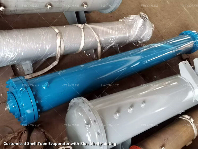 Customised Shell Tube Evaporator with Blue Shell Painting