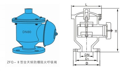 ZFQ-1全天候防爆呼吸阀外形结构图