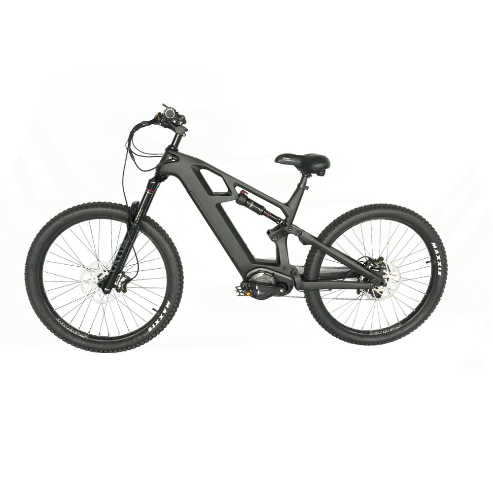Carbon Fiber Frame Full Suspension Ebike Bafang M620 Mid Drive Electric Mountain Bike 