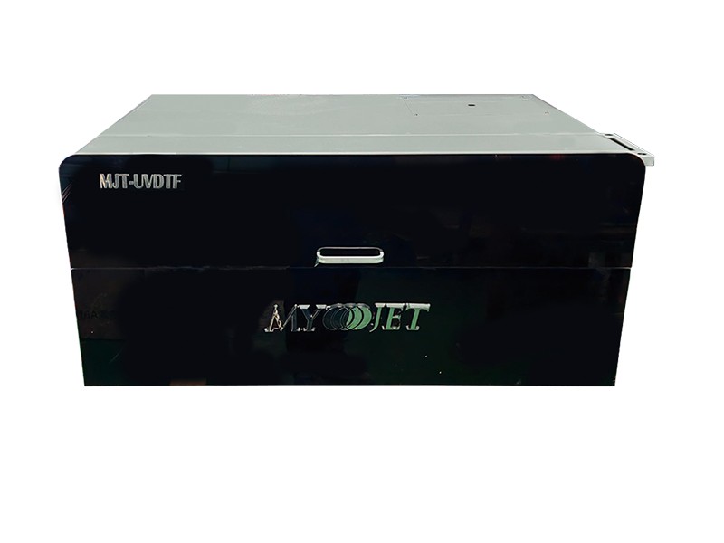 MYJET 30cm UV DTF embroidery printer combining UV printing with embroidery effects for fabric applications