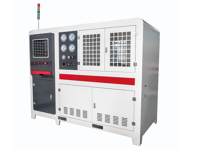 Um teste de vazamento de bolha de submersão