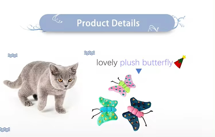 OEM ODM Fashion Colorful Butterfly Shape Plush Cat Toys