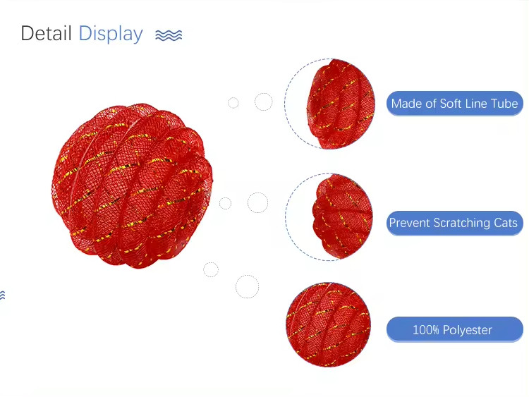 Cute Durable Chaser Scratching Fluffy Foam Balls Set 100% Polyester Red Ball Pet Cat Toys