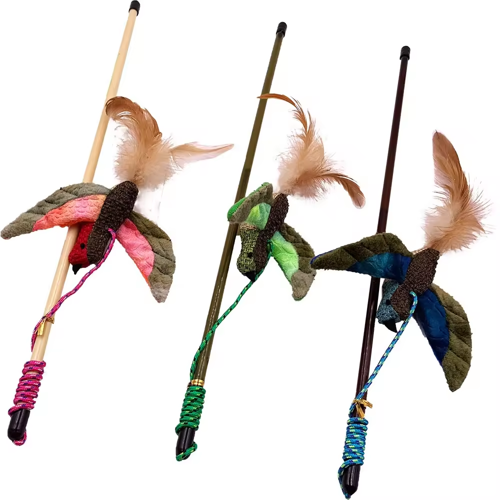 Wholesale Premium Funny Feather Catnip Plush Exerciser Wand Refills Cat Toys