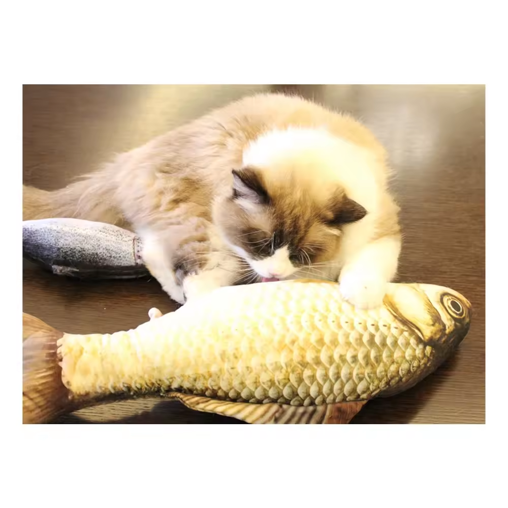 Customized Simulation Anti Bite Plush Fish Catnip Chew Pet Cat Toys