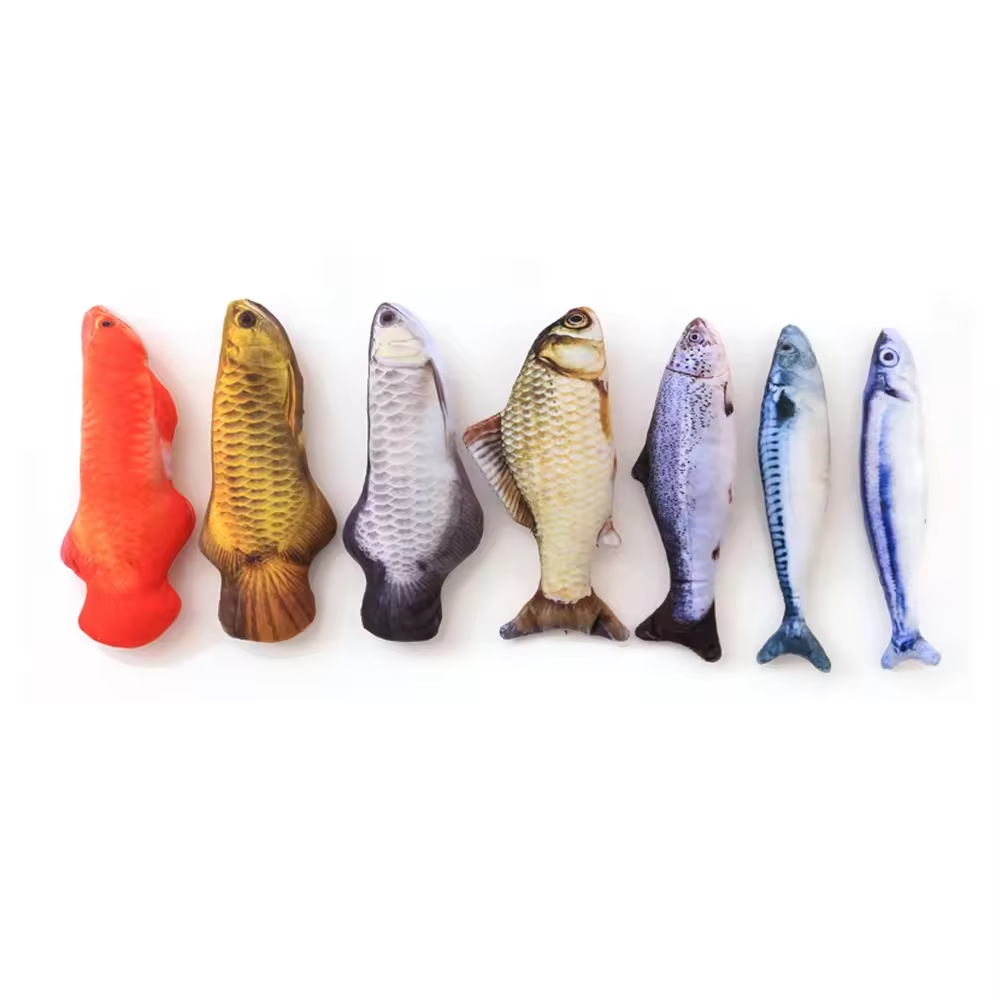 Customized Simulation Anti Bite Plush Fish Catnip Chew Pet Cat Toys