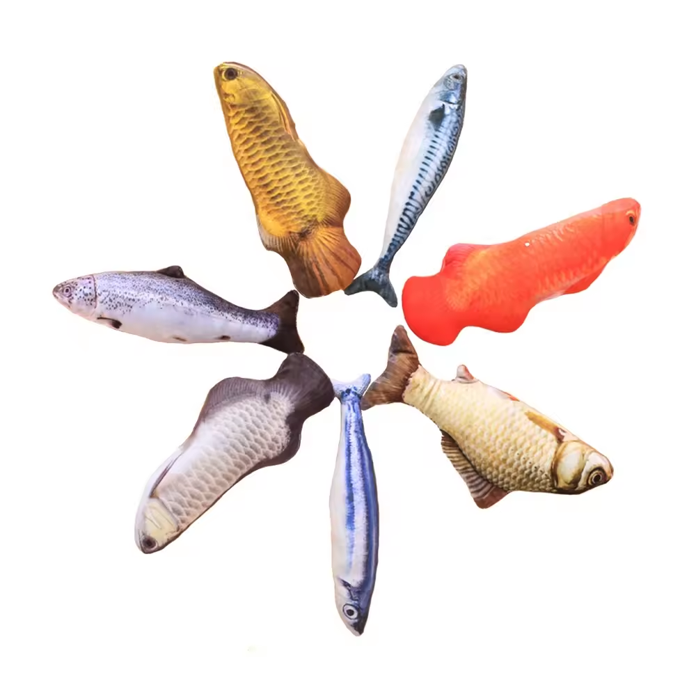 Customized Simulation Anti Bite Plush Fish Catnip Chew Pet Cat Toys