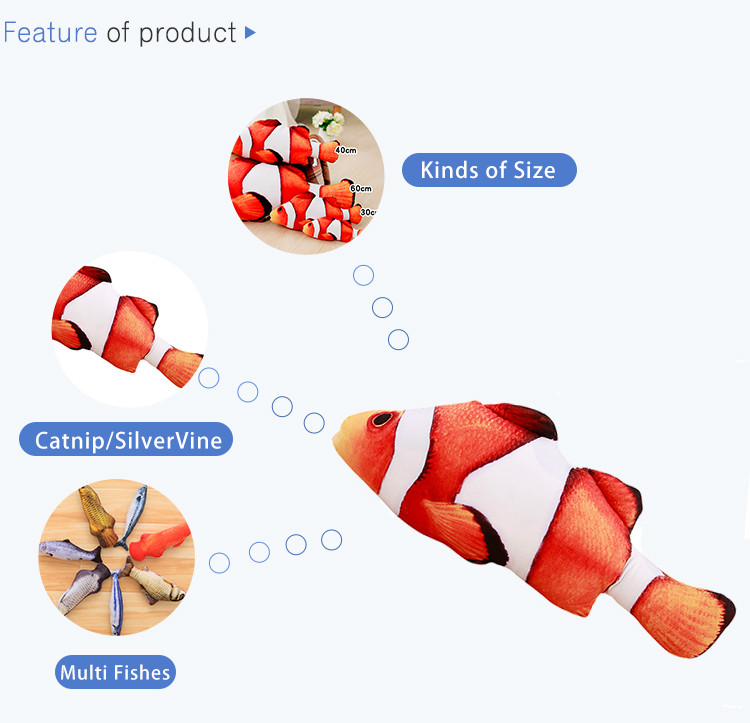Customized Simulation Anti Bite Plush Fish Catnip Chew Pet Cat Toys
