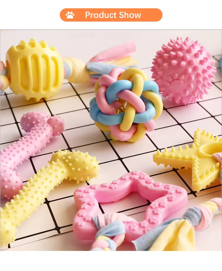 Wholesale Interactive Pink Rubber Tooth Cleaning Dog Chew Ball Pet Toys