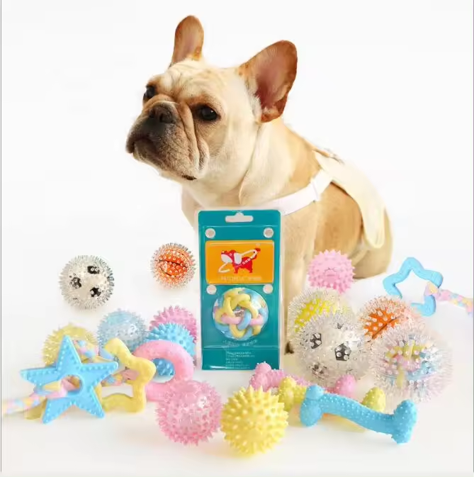 Wholesale Interactive Pink Rubber Tooth Cleaning Dog Chew Ball Pet Toys