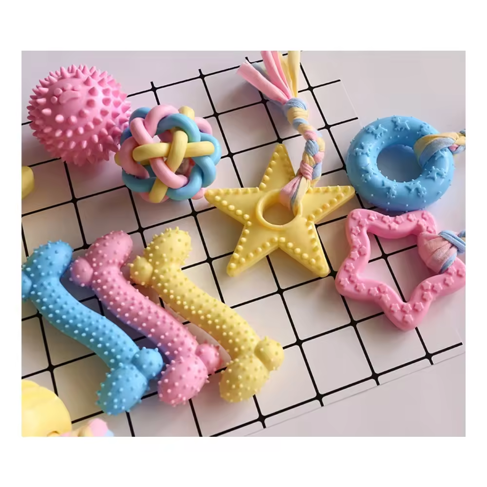 Wholesale Interactive Pink Rubber Tooth Cleaning Dog Chew Ball Pet Toys