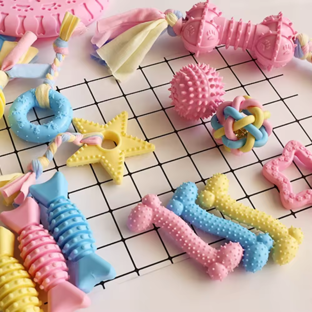 Wholesale Interactive Pink Rubber Tooth Cleaning Dog Chew Ball Pet Toys