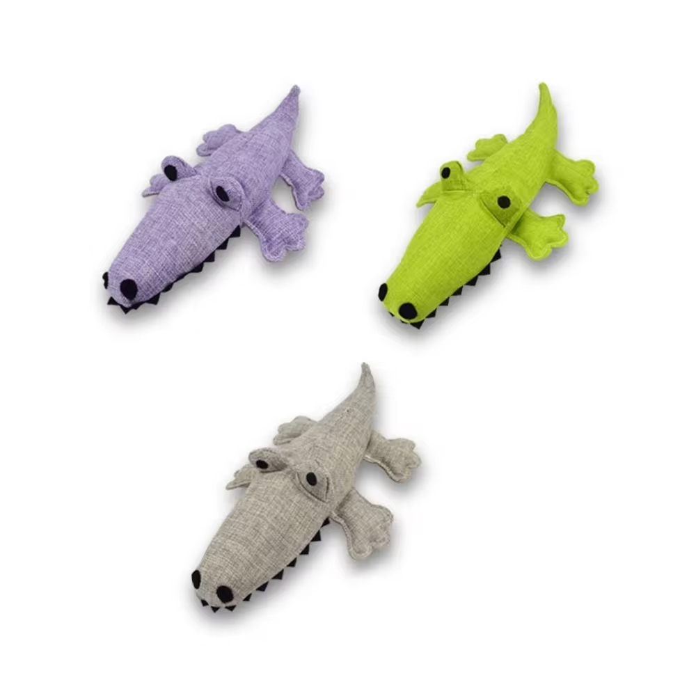 Hot Sale Crocodile Squeaky Linen Chew Dog Toy For Training