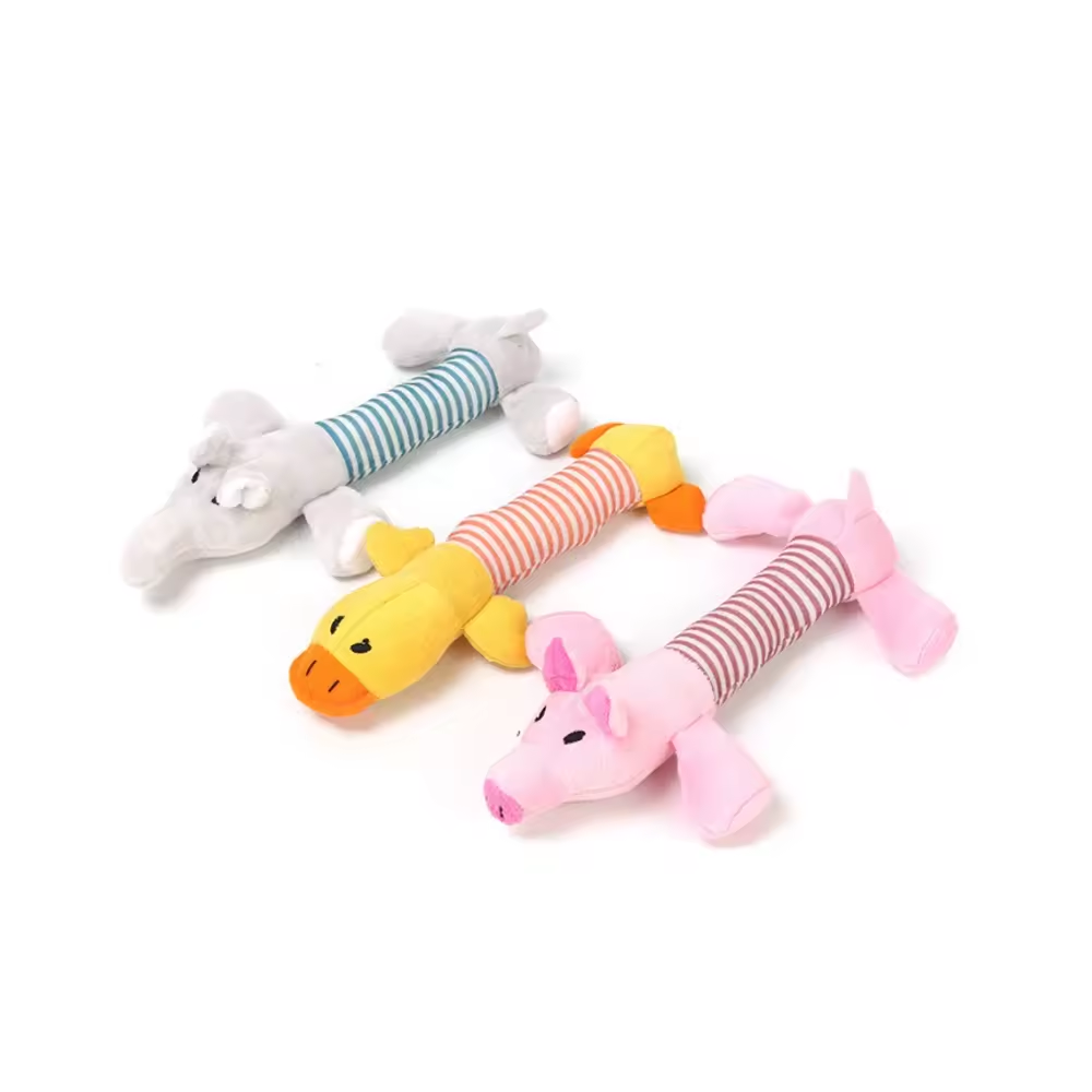 Durable Cute Animal Plush Stuffed Chewy Squeaky Interactive Pet Dog Toy