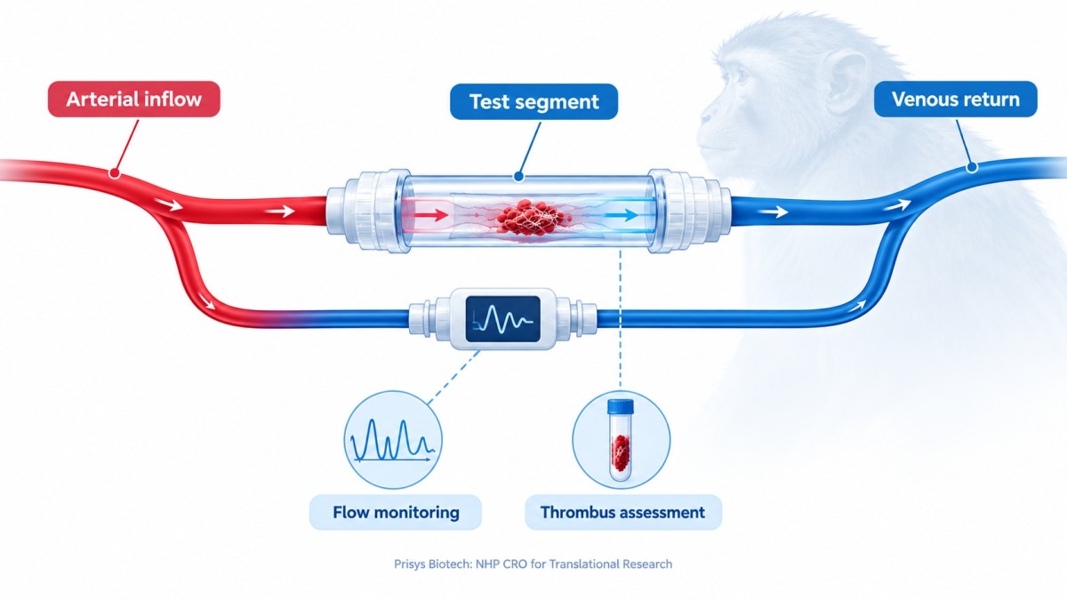 the principle of an NHP arteriovenous (AV) shunt thrombosis model. the principle of an NHP arteriovenous (AV) shunt thrombosis model.