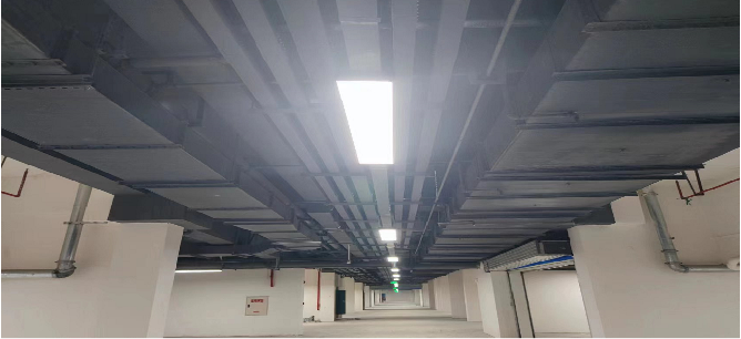 Integrált vezetékek és csővezetékek elrendezése a Zhonghai Raccoon Cloud Residence pincéjében, Chengdu