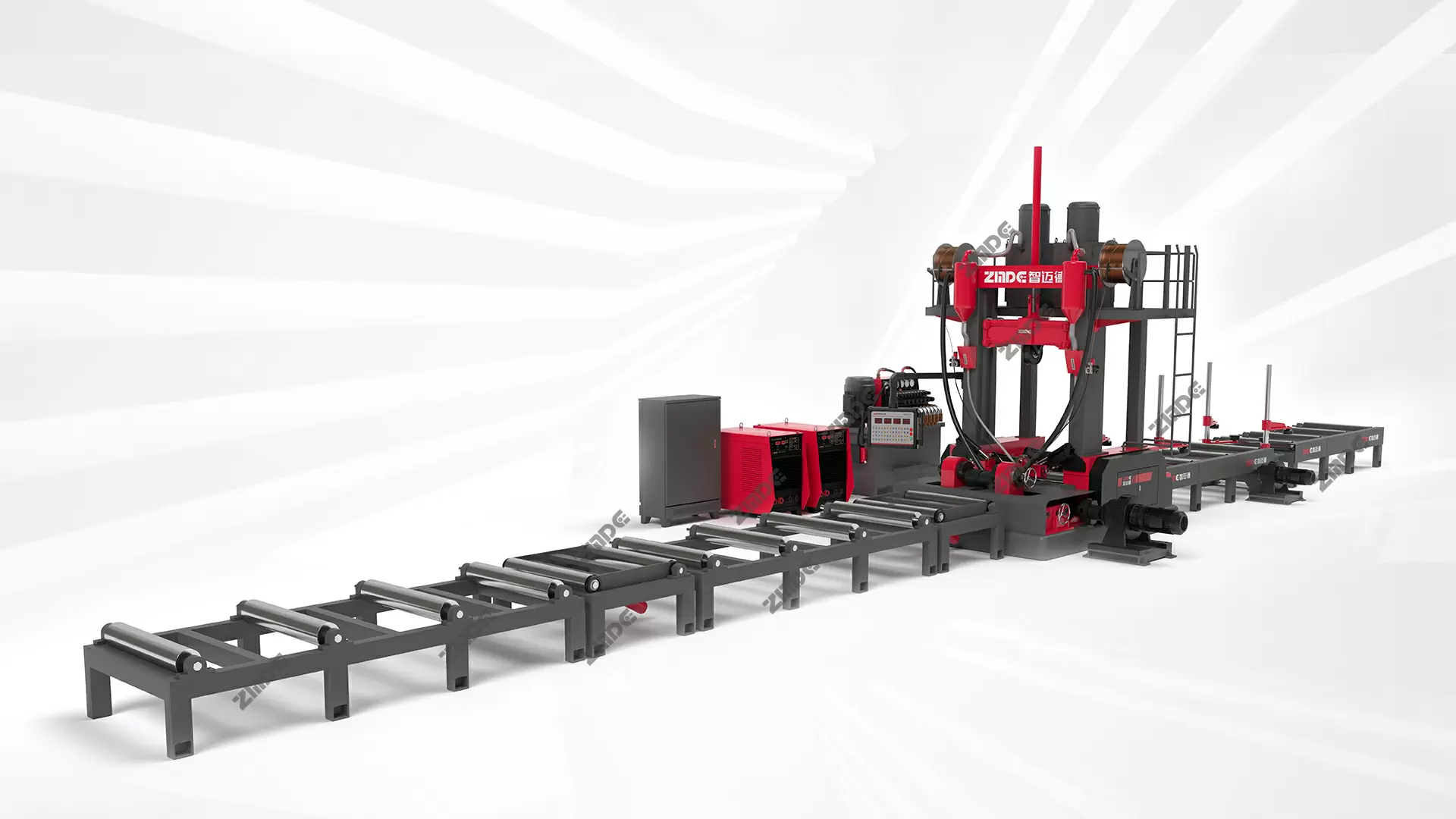 Máquina prefabricada de ensamblaje, soldadura y enderezamiento de vigas de acero para construcción tipo H/T (versión inteligente)