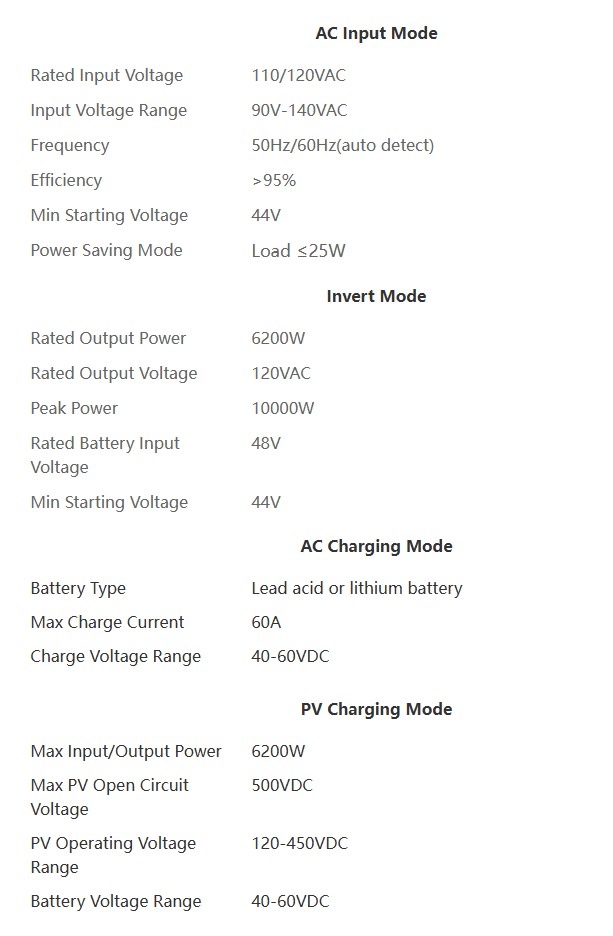 6KW Hybrid Solar Charge Inverter