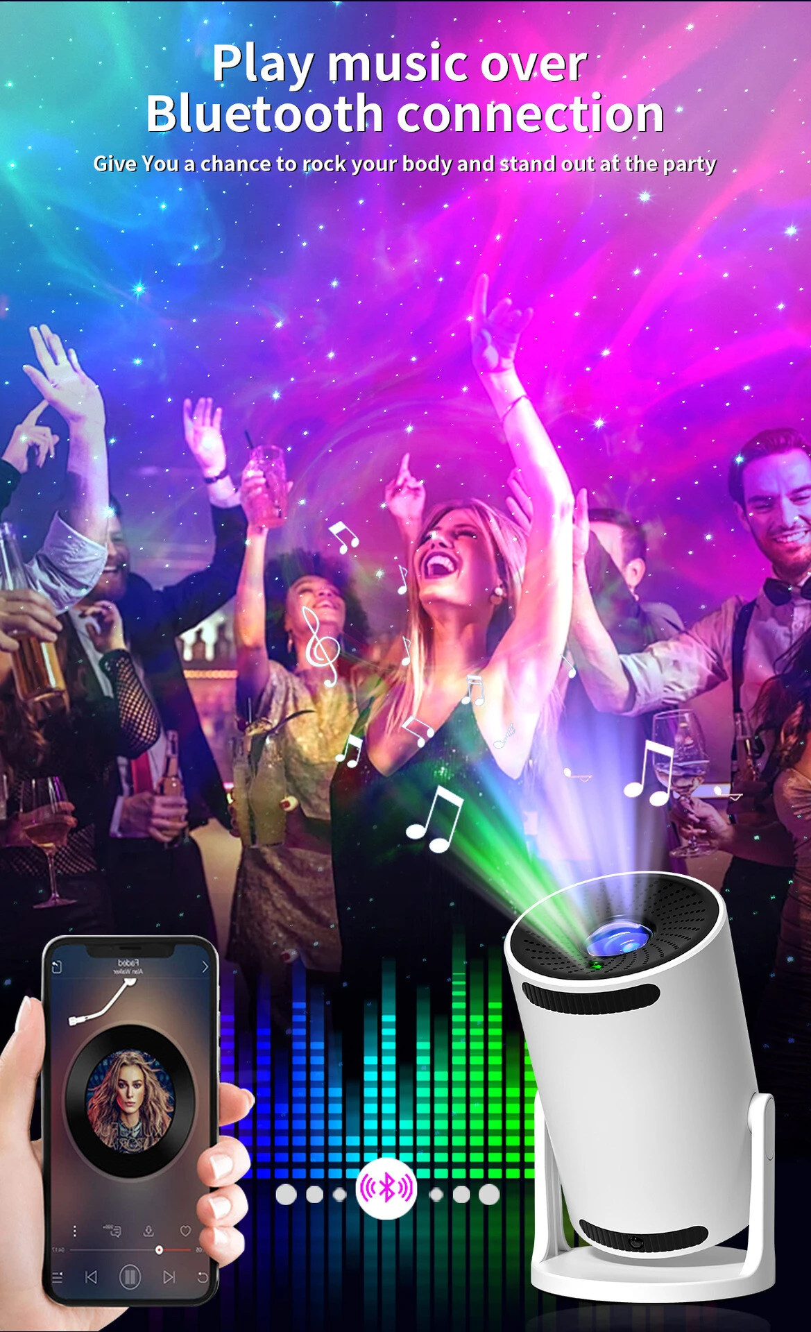 Cross-border Amazon explosive black hole starlight projection bedroom galaxy full of stars Atmosphere Music Night Light