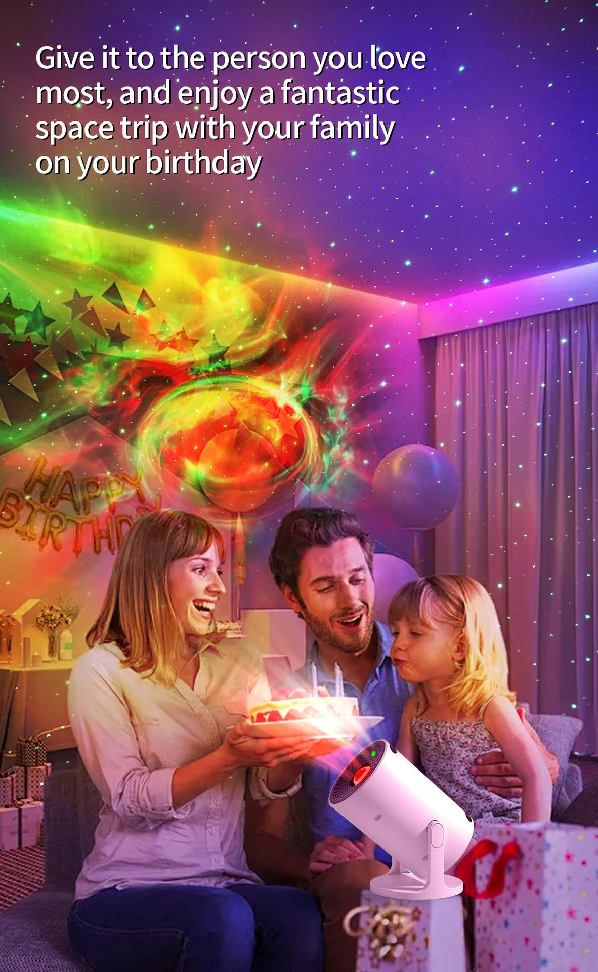 Cross-border Amazon explosive black hole starlight projection bedroom galaxy full of stars Atmosphere Music Night Light