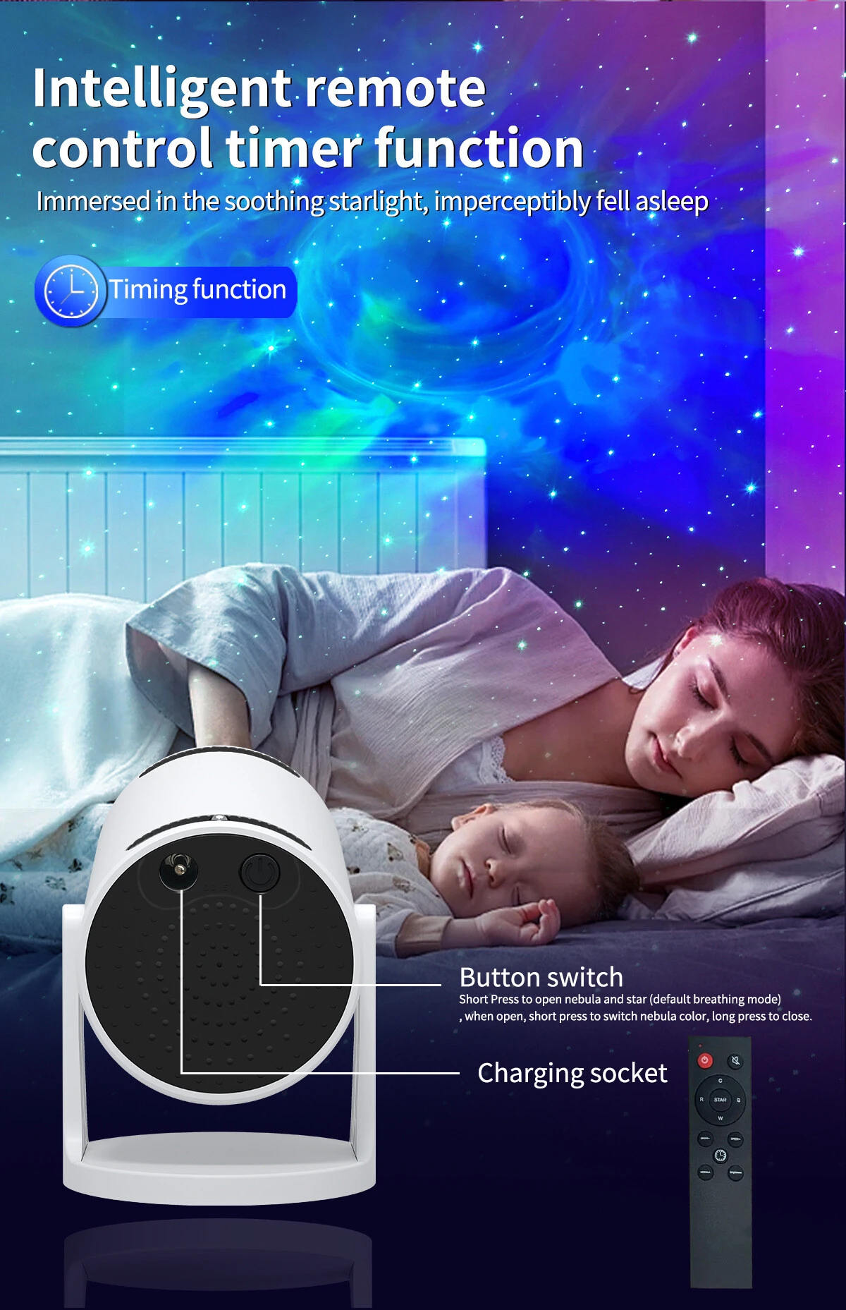 Cross-border Amazon explosive black hole starlight projection bedroom galaxy full of stars Atmosphere Music Night Light
