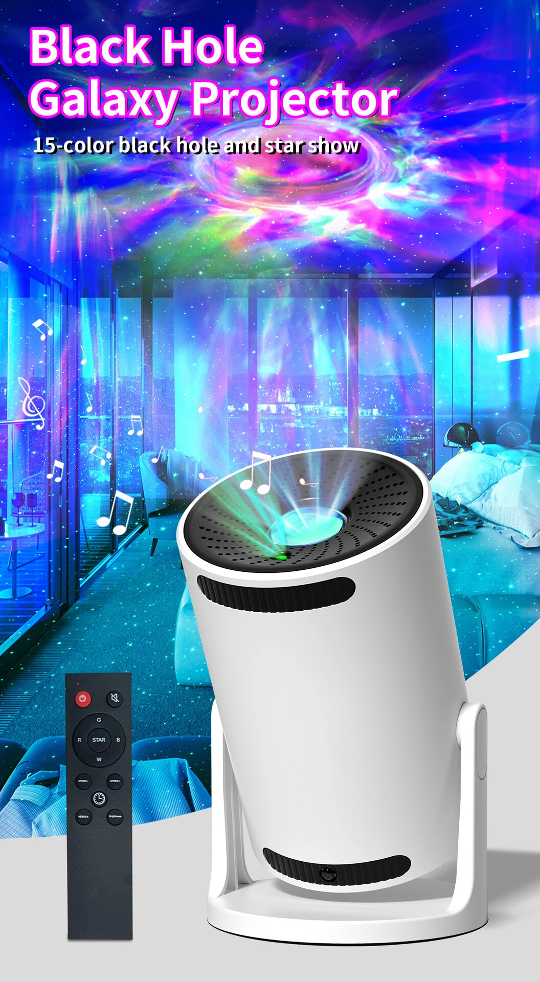 Cross-border Amazon explosive black hole starlight projection bedroom galaxy full of stars Atmosphere Music Night Light