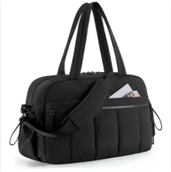 Custom LOGO Folding Travel Sport Weekender Gym Bag Designer Cheap Sport Sneaker Bag Beige Quilted Gym Duffel Bag with Wet Pocket