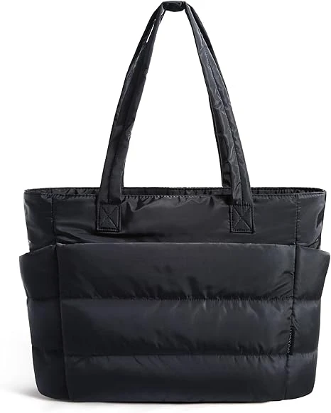 Tote Bag for Women, Lightweight Puffy Tote Bag with Compartments, Quilted Shoulder Bag Handbag for Travel, Work