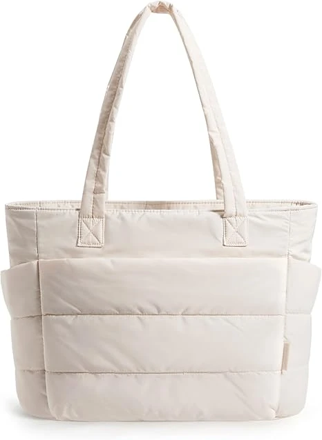 Tote Bag for Women, Lightweight Puffy Tote Bag with Compartments, Quilted Shoulder Bag Handbag for Travel, Work